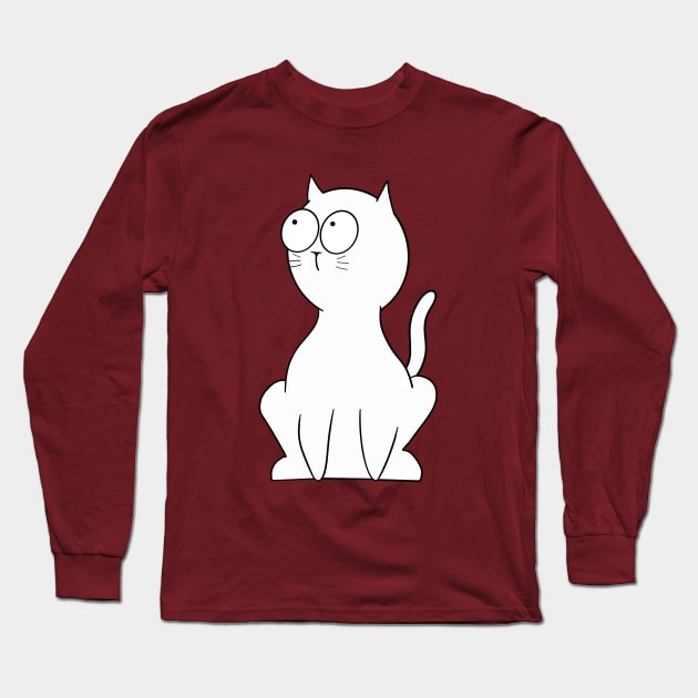 Cute Surprised Cat Long Sleeve T-Shirt by DrawAHrt